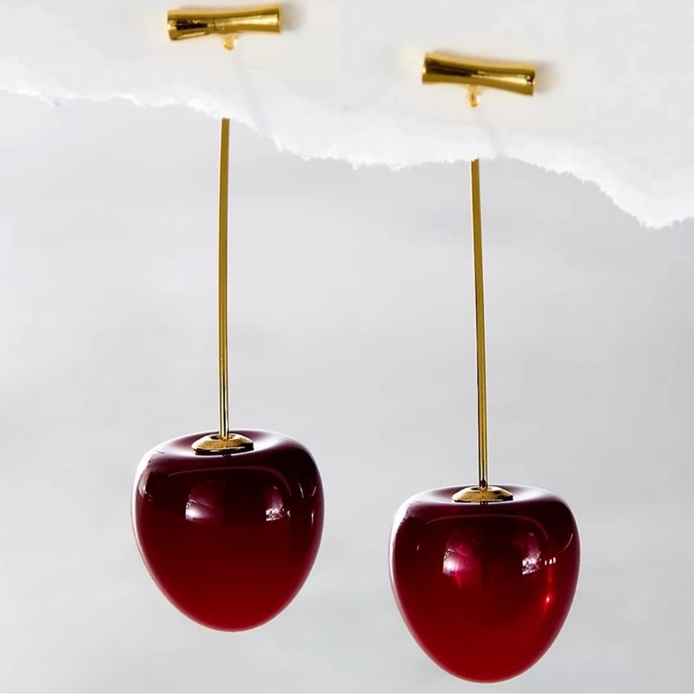 Anthro Cherry Drop Earrings - Picture 3 of 6
